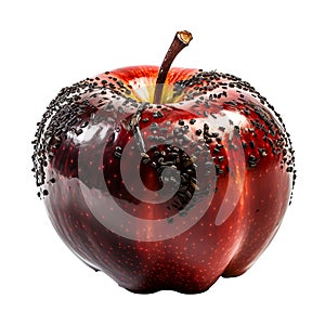 Rotten Apple Illustrates Unhealthy Eating A Close-Up View of Decay and Unwholesome Food, Generative Ai