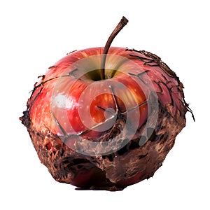 Rotten Apple Illustrates Unhealthy Eating A Close-Up View of Decay and Unwholesome Food, Generative Ai