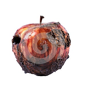 Rotten Apple Illustrates Unhealthy Eating A Close-Up View of Decay and Unwholesome Food, Generative Ai