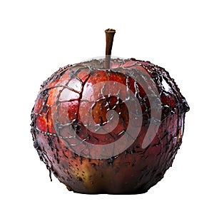 Rotten Apple Illustrates Unhealthy Eating A Close-Up View of Decay and Unwholesome Food, Generative Ai