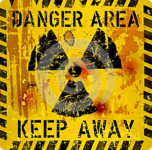 Rotten atomic radiation warning sign,
