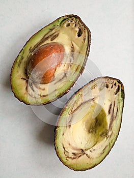 Rotten avocado fruit