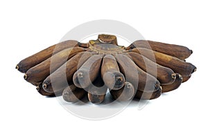 Rotten banana isolated on white background,selective focus