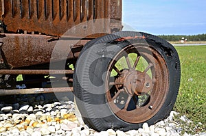Rotten flat tractor tire