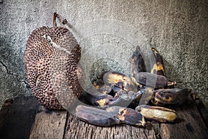 Rotten jackfruit and banana