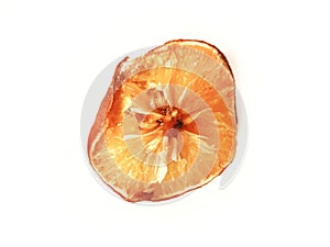 Rotten orange fruit isolated white background
