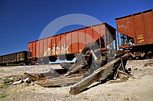 Rotten railroad ties and box cars