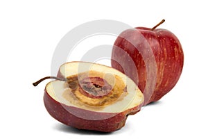 Rotten sliced red apple