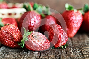 Rotten strawberries concept gmo