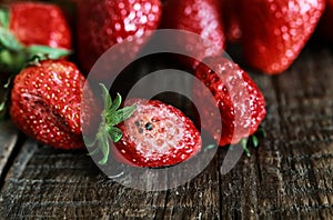 Rotten strawberries concept gmo