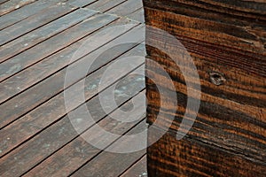 Rotten wall and floor made from wood, wooden texture background