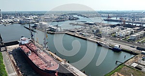 Rotterdam, 9th of June 2023, The Netherlands. Large drydock and ship repair and maintenance facility in the port of