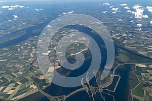 Rotterdam channels sea aerial view panorama