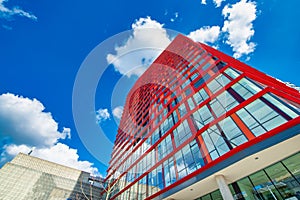 Rotterdam city center, The Netherlands. Buildings and blue sky