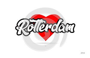 rotterdam city design typography with red heart icon logo