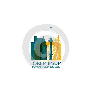 Rotterdam city skyline silhouette vector logo illustration