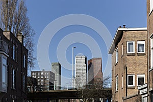 Rotterdam City Skyline From Small Street To Big City