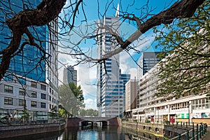 Rotterdam cityscape with canal and buildings