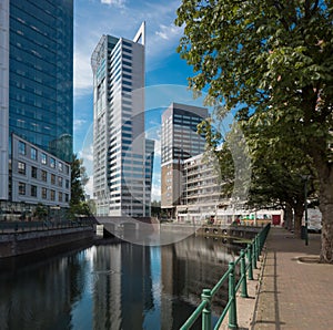 Rotterdam cityscape with canal and buildings