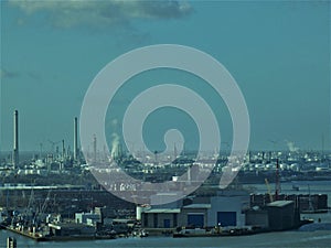 Rotterdam harbour industry landscape 3 pm