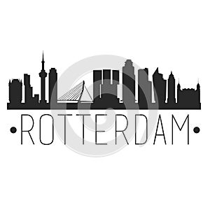 Rotterdam Netherlands. City Skyline. Silhouette City. Design Vector. Famous Monuments.