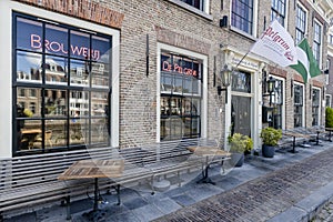 Rotterdam, Netherlands - 2020-8-4: Facade of brewery de Pelgrim in Delfshaven Rotterdam