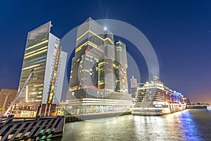Rotterdam, Netherlands. Modern night city skyline