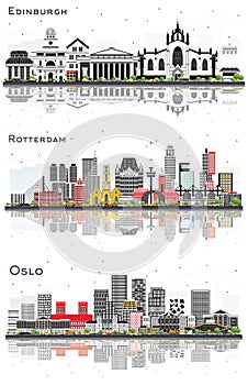 Rotterdam Netherlands, Oslo Norway and Edinburgh Scotland City Skyline Set