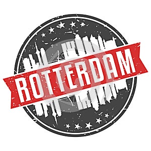Rotterdam Netherlands Round Travel Stamp Icon Skyline City Design. Seal Badge Illustration Vector.