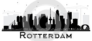 Rotterdam Netherlands skyline black and white silhouette. photo