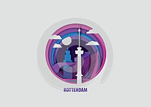 Rotterdam paper cut vector illustration