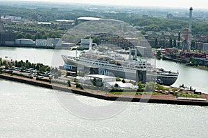 Rotterdam skyline with cruise ship, Netherlands