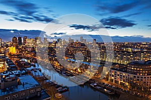 Rotterdam skyline after sunset