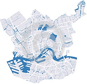 Rotterdam vector map with river and main roads