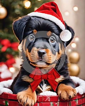 Rottweiler Christmas puppy