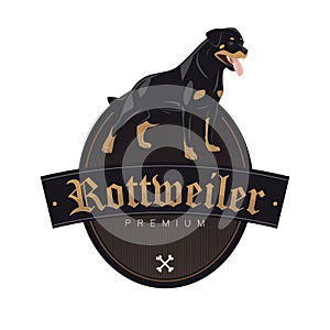 Rottweiler dog in a badge