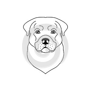 Rottweiler dog icon in line art style