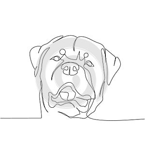 Rottweiler, guard dog, service dog, dog breed, companion dog one line art. Continuous line drawing of friend, dog, doggy