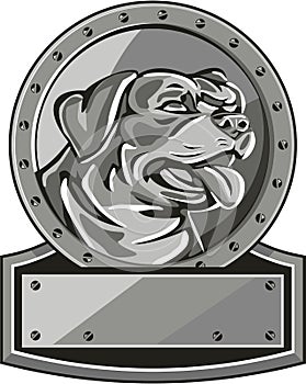 Rottweiler Guard Dog Shield Metallic Circle Retro