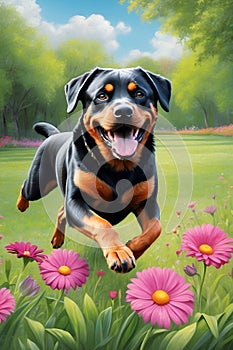 Rottweiler Sketch Color Wall Art. photo