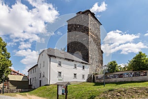 Rotunda and castle from 1200, Tynec nad Sazavou town, Central Bohemian region, Czech republic