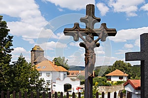 Rotunda and castle from 1200, Tynec nad Sazavou town, Central Bohemian region, Czech republic