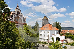 Rotunda and castle from 1200, Tynec nad Sazavou town, Central Bohemian region, Czech republic