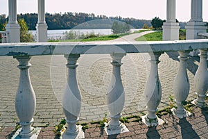 Rotunda elements in Demino Park, Rybinsk, Russia, October 3, 2020