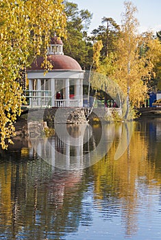 The rotunda in the picturesque autumn Park.Chelyabinsk.