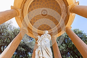 Rotunda with sculpture in Park of the Labyrinth of Horta Parc del Laberint d`Horta