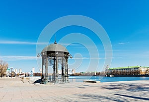 Rotunda on the shore of the pond in the center of Yekaterinburg,