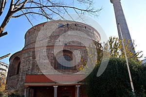 Rotunda Temple in Thessaloniki, Greece. View of the entrance of Rotonda, famous church of the city.