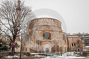 Rotunda Thessaloniki with snow