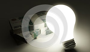 Roubles stack with lightbulb